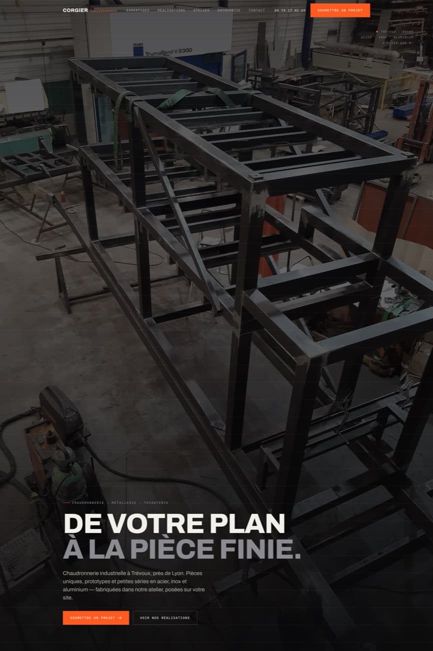 Corgier Chaudronnerie — Web B2B · Calderería industrial