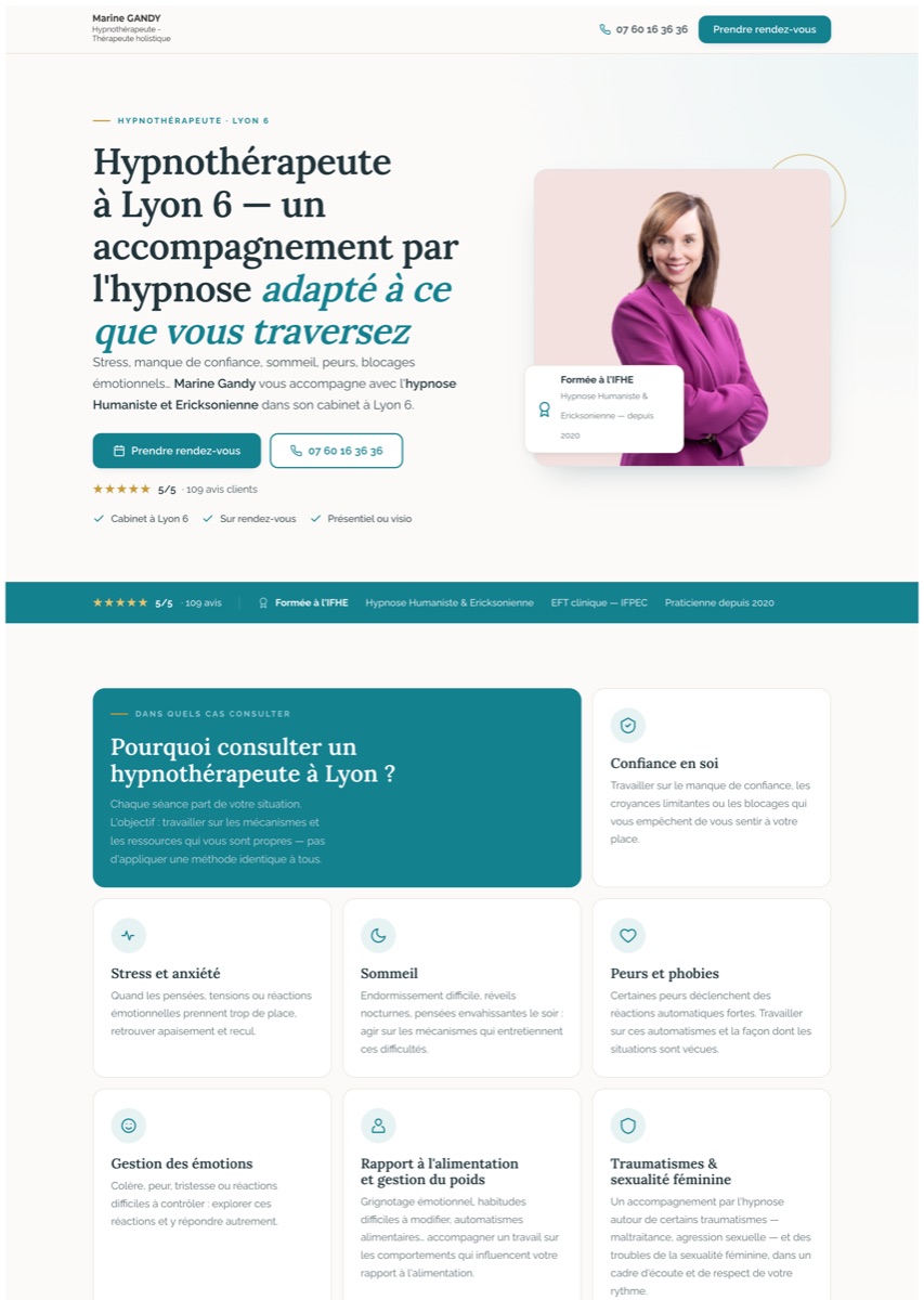 Aperçu du site MG Hypnose